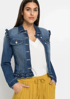 New Jeansjacke mit Volants Damen Jacken & Mäntel