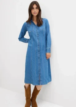 Damen bonprix Kleider|Bekleidung·Pullover & Strickjacken|Jeanskleid