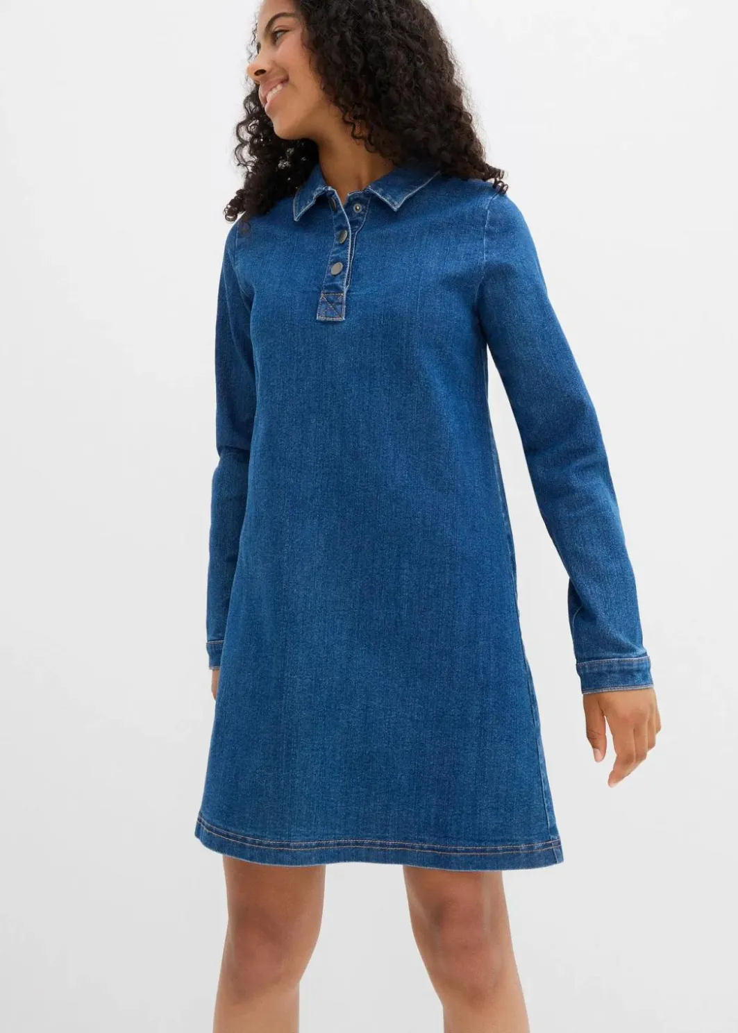 Kinder bonprix Mädchen 9-16 Jahre·Kleider & Jumpsuits|Jeanskleid in A-Linienführung mit Bio-Baumwolle