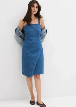 Hot Jeanskleid in Wickeloptik Damen Kleider|Bekleidung·Pullover & Strickjacken