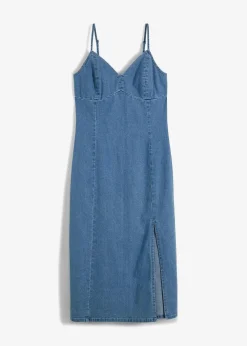 Damen bonprix Nachhaltigere Materialien|Kleider|Jeanskleid mit Schlitz