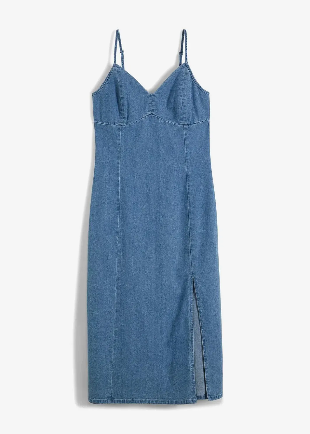 Damen bonprix Nachhaltigere Materialien|Kleider|Jeanskleid mit Schlitz