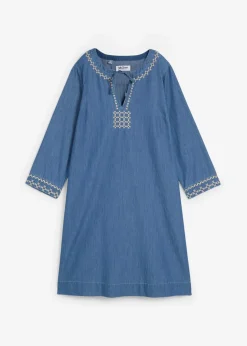 Damen bonprix Kleider|Jeanskleid mit Stickerei