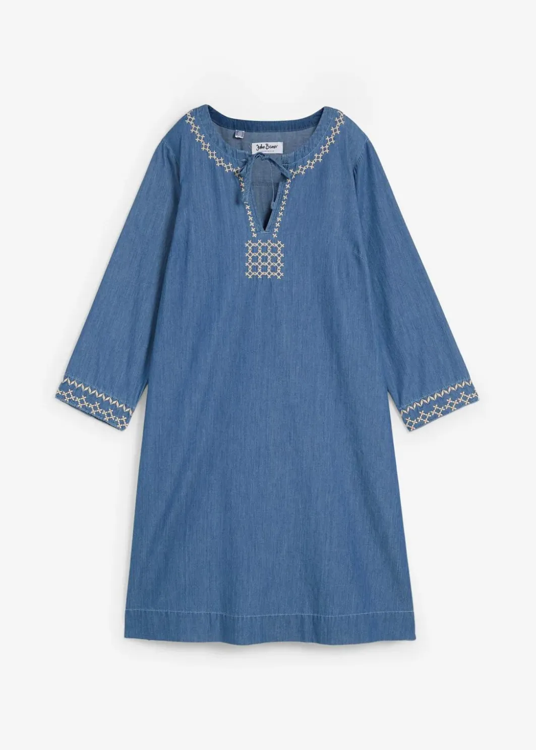Damen bonprix Kleider|Jeanskleid mit Stickerei