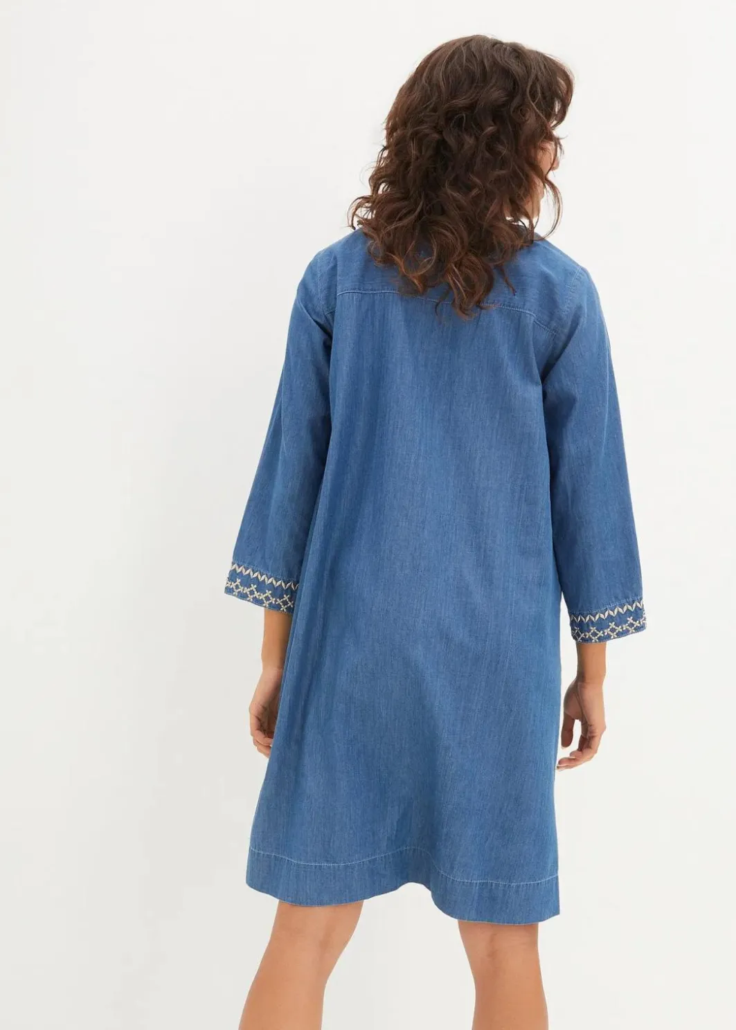 Damen bonprix Kleider|Jeanskleid mit Stickerei
