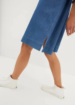Damen bonprix Kleider|Jeanskleid mit Stickerei