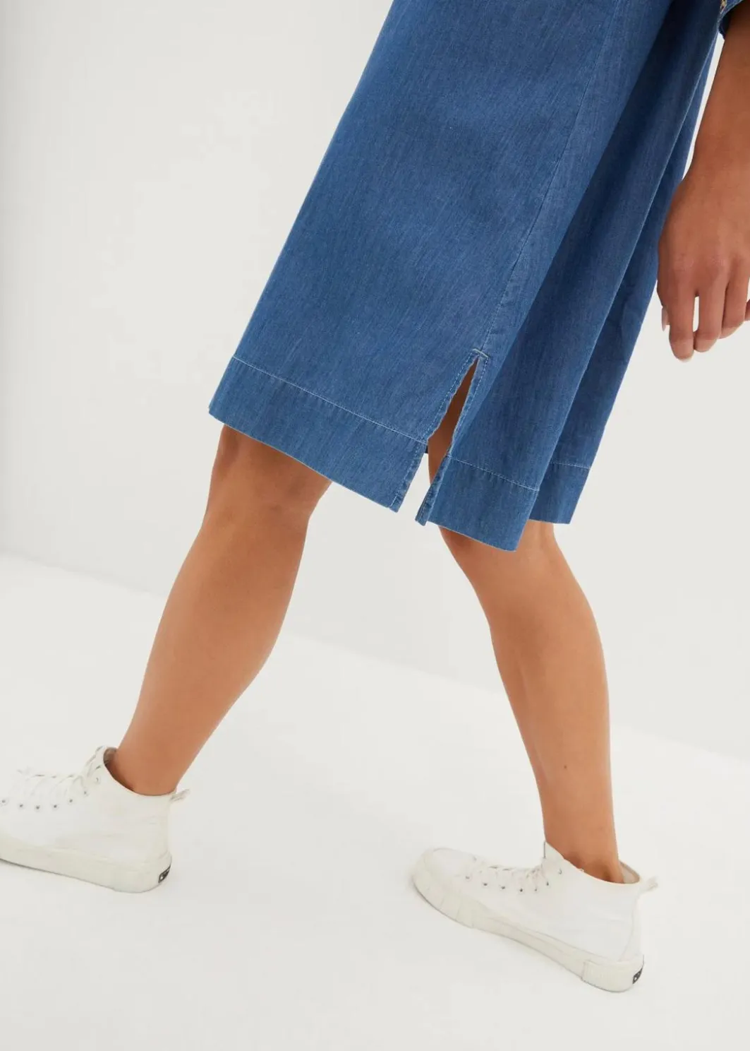 Damen bonprix Kleider|Jeanskleid mit Stickerei