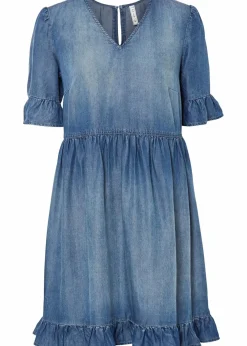 Damen bonprix Nachhaltigere Materialien|Kleider|Jeanskleid mit Volants