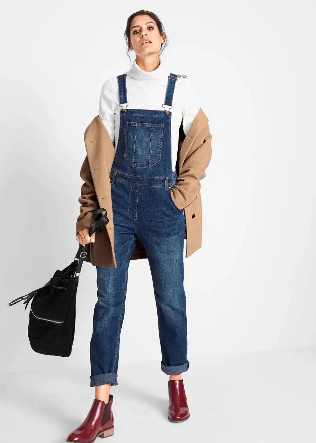 Damen bonprix Bekleidung·Shirts & Tops|Jeans|Jeans-Latzhose im Boyfriend Fit