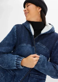 Damen bonprix Bekleidung·Hosen|Jacken & Mäntel|Jeans-Parka mit Teddyfell