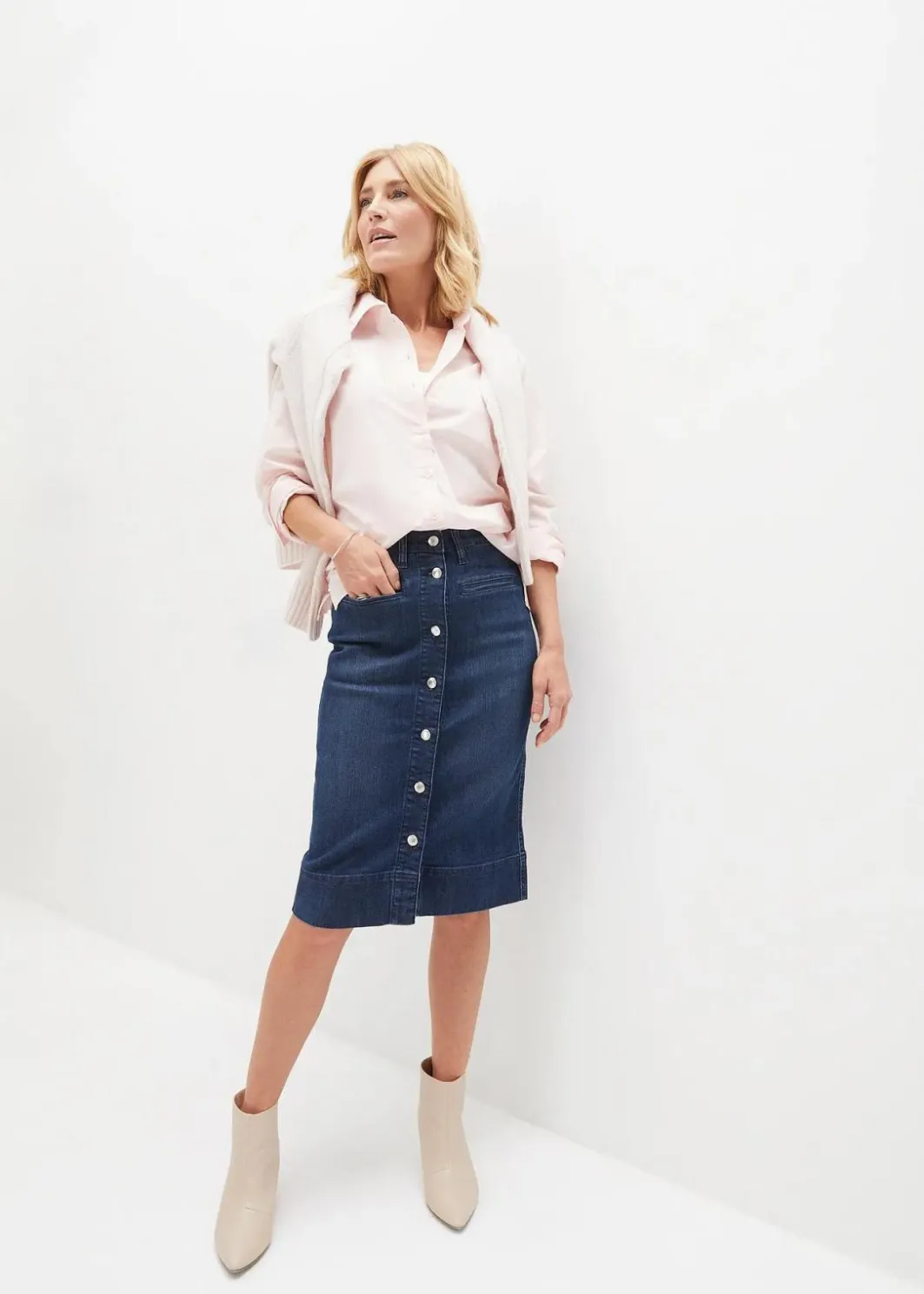 Clearance Jeansrock Mid Waist, Stretch Damen Bekleidung·Sportbekleidung|Röcke
