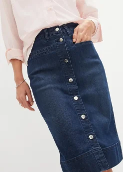 Clearance Jeansrock Mid Waist, Stretch Damen Bekleidung·Sportbekleidung|Röcke