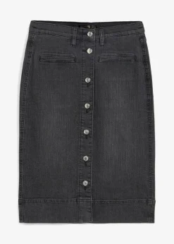 Damen bonprix Röcke|Bekleidung·Sportbekleidung|Jeansrock Mid Waist, Stretch