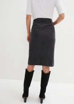Damen bonprix Röcke|Bekleidung·Sportbekleidung|Jeansrock Mid Waist, Stretch