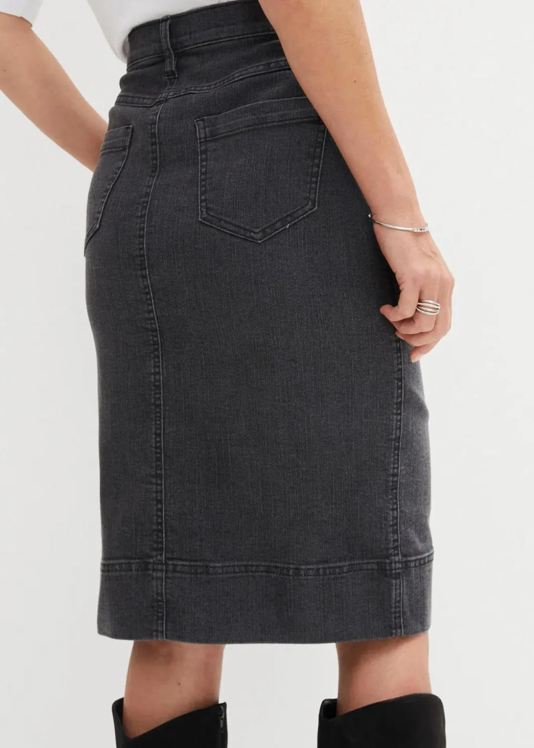 Damen bonprix Röcke|Bekleidung·Sportbekleidung|Jeansrock Mid Waist, Stretch