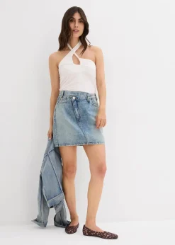 Damen bonprix Bekleidung·Sportbekleidung|Röcke|Jeansrock mit asymmetrischem Bund