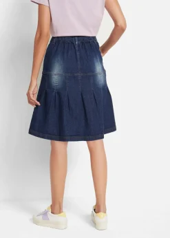 Damen bonprix Bekleidung·Sportbekleidung|Röcke|Jeansrock mit Biesen und Bequembund, A-Linie