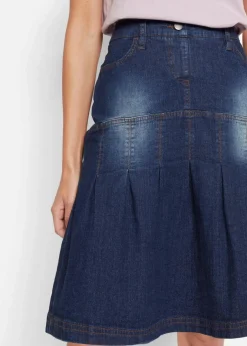 Damen bonprix Bekleidung·Sportbekleidung|Röcke|Jeansrock mit Biesen und Bequembund, A-Linie