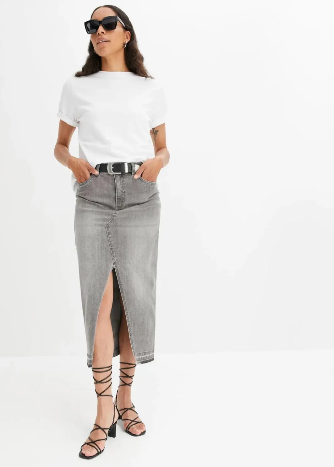 Damen bonprix Bekleidung·Sportbekleidung|Röcke|Jeansrock mit Schlitz