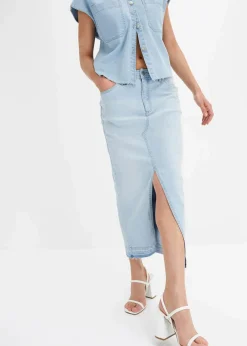 Damen bonprix Röcke|Bekleidung·Sportbekleidung|Jeansrock mit Schlitz