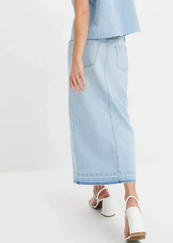 Damen bonprix Röcke|Bekleidung·Sportbekleidung|Jeansrock mit Schlitz