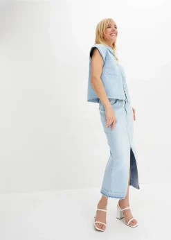 Damen bonprix Röcke|Bekleidung·Sportbekleidung|Jeansrock mit Schlitz