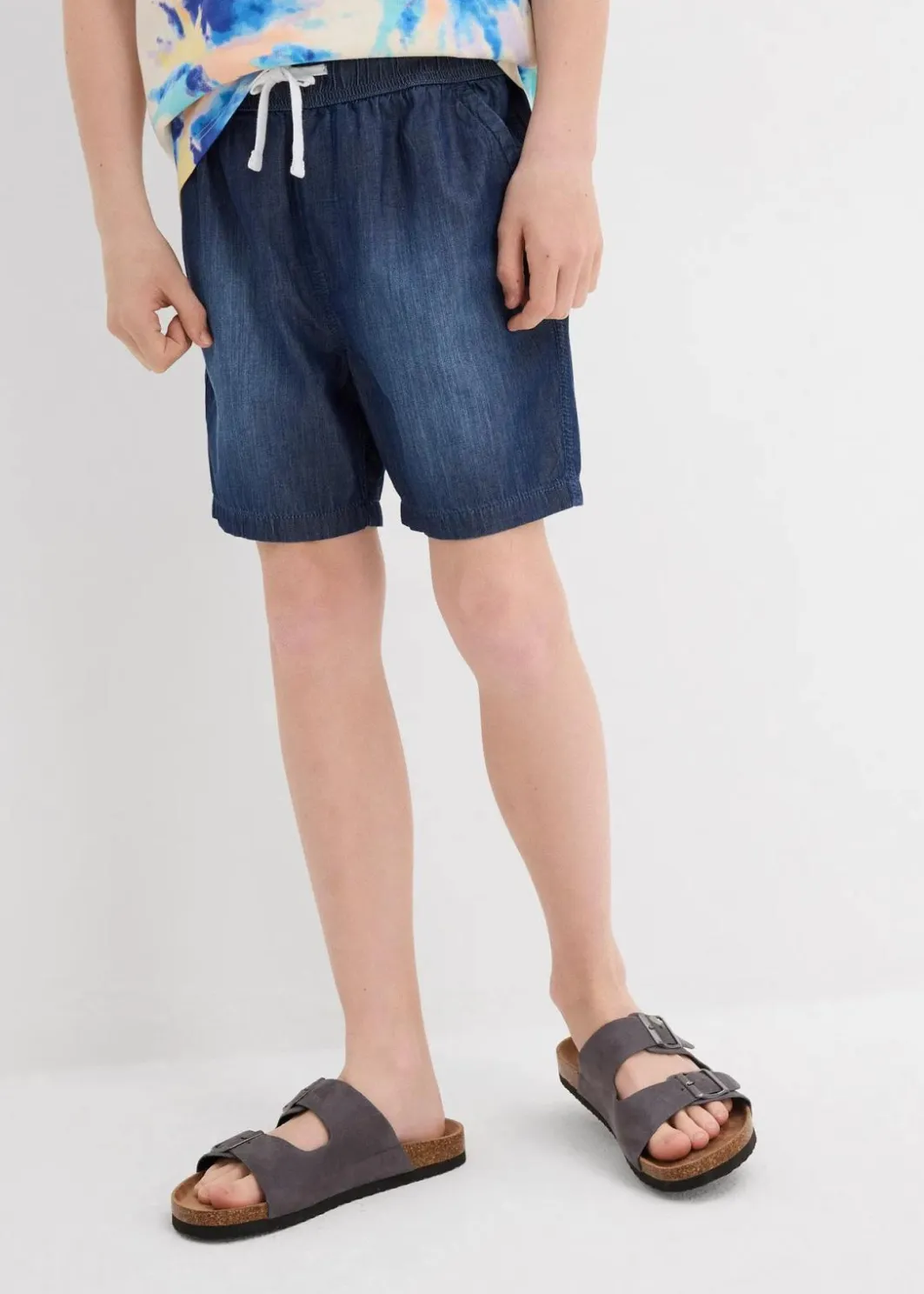 Kinder bonprix Jungen 9-16 Jahre·Shorts|Jungen 2-8 Jahre·Nachhaltigere Materialien|Jeans-Schlupf-Shorts, Regular Fit aus Bio Baumwolle