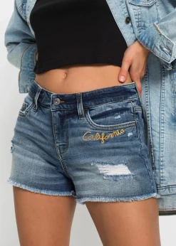 Clearance Jeansshorts Mid Waist mit Stickerei Damen Shorts|Jeans