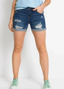 Sale Jeansshorts Mid Waist mit Destroy- Effekten Damen Shorts|Jeans