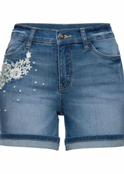 Damen bonprix Bekleidung·Outdoorbekleidung|Bekleidung·Shirts & Tops|Jeansshorts Mid Waist mit Verzierung