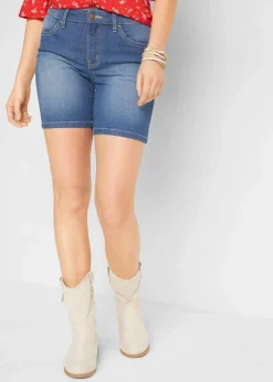 Damen bonprix Bekleidung·Outdoorbekleidung|Bekleidung·Shirts & Tops|Jeansshorts Slim Fit Mid Waist, 2er Pack