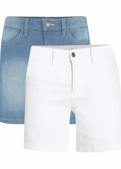 Sale Jeansshorts Slim Fit Mid Waist, 2er Pack Damen Jeans|Shorts