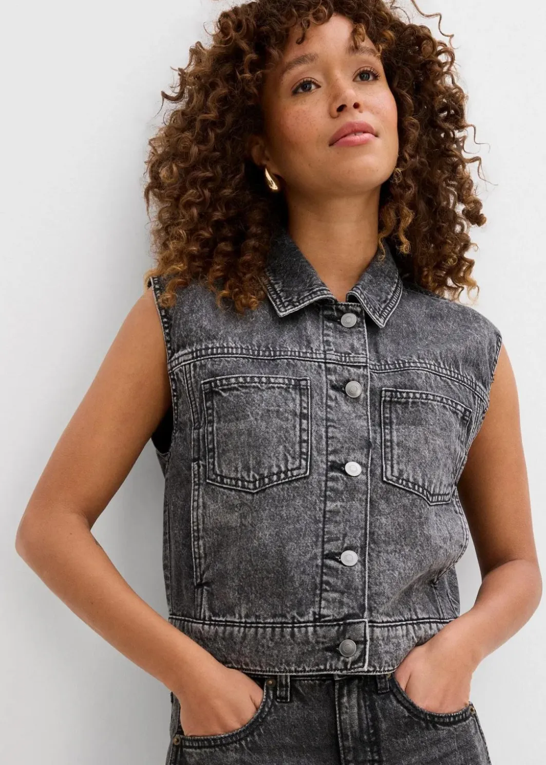 Damen bonprix Jacken & Mäntel|Bekleidung·Hosen|Jeansweste aus Baumwolle