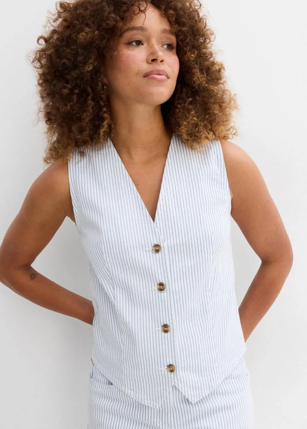 Damen bonprix Bekleidung·Hosen|Jacken & Mäntel|Jeansweste, gestreift