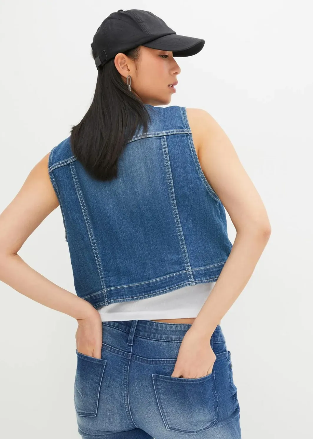 Damen bonprix Bekleidung·Hosen|Jacken & Mäntel|Jeansweste mit Stretch