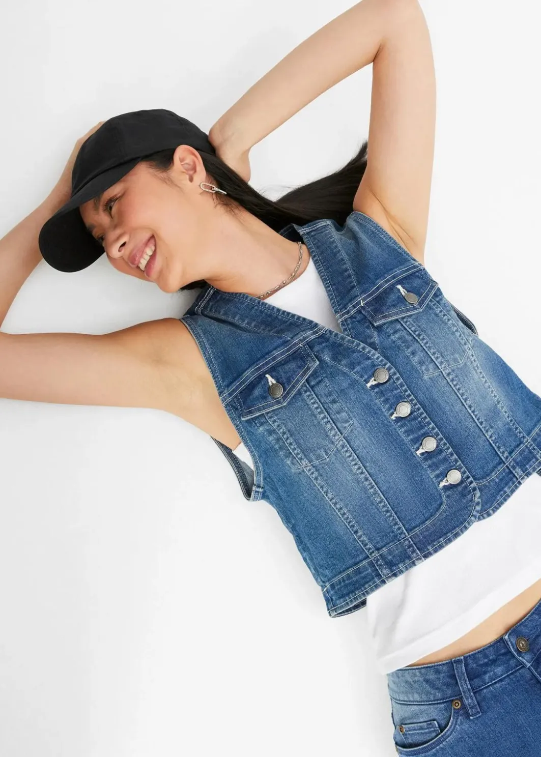 Damen bonprix Bekleidung·Hosen|Jacken & Mäntel|Jeansweste mit Stretch