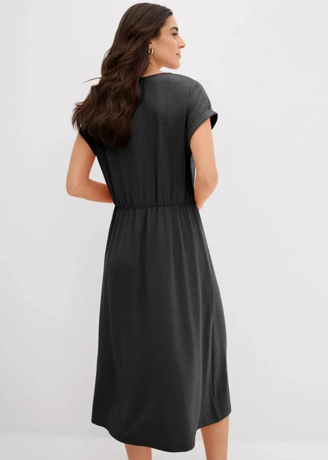 Sale Jersey Kleid aus fließendem Viskose-Mix Damen Bekleidung·Pullover & Strickjacken|Kleider