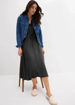 Sale Jersey Kleid aus fließendem Viskose-Mix Damen Bekleidung·Pullover & Strickjacken|Kleider