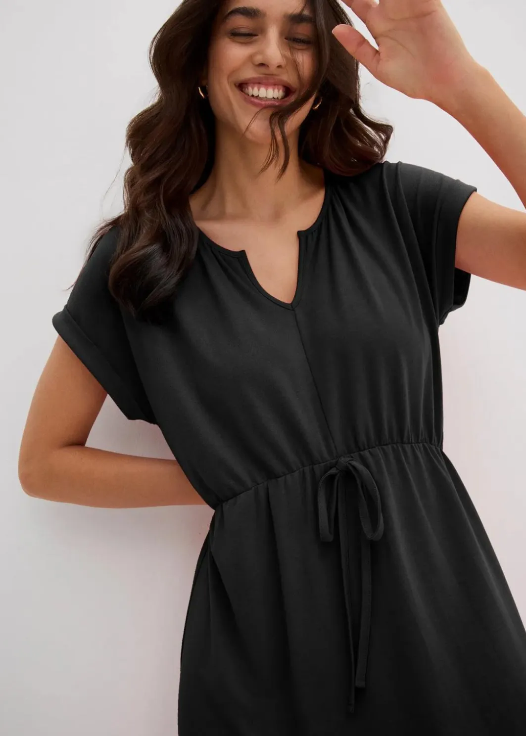 Sale Jersey Kleid aus fließendem Viskose-Mix Damen Bekleidung·Pullover & Strickjacken|Kleider
