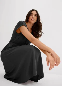 Sale Jersey Kleid aus fließendem Viskose-Mix Damen Bekleidung·Pullover & Strickjacken|Kleider