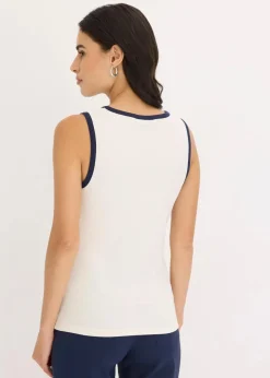 Sale Jersey Tanktop mit Kontrastblende Damen Shirts & Tops