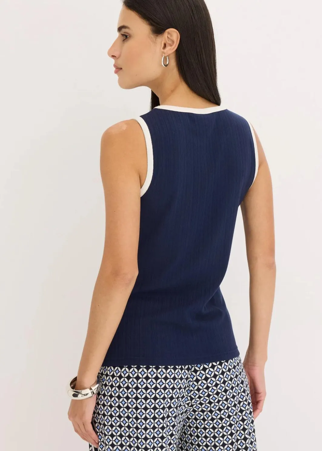 Sale Jersey Tanktop mit Kontrastblende Damen Shirts & Tops
