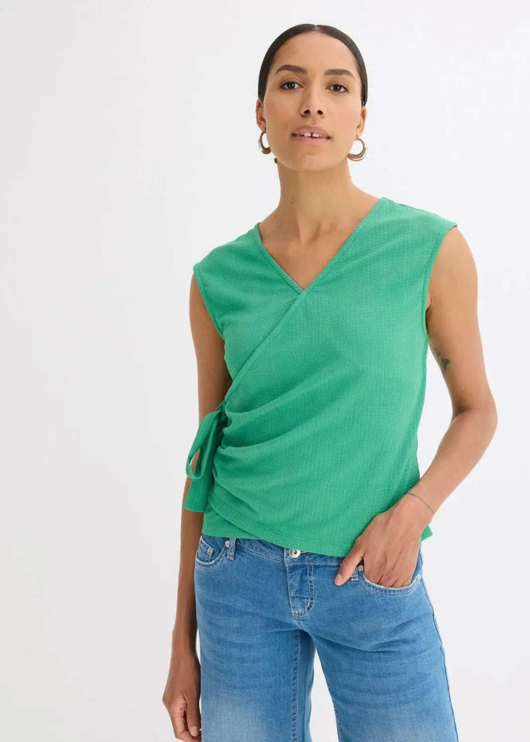 Damen bonprix Shirts & Tops|Jerseycrepe-Shirt in Wickeloptik