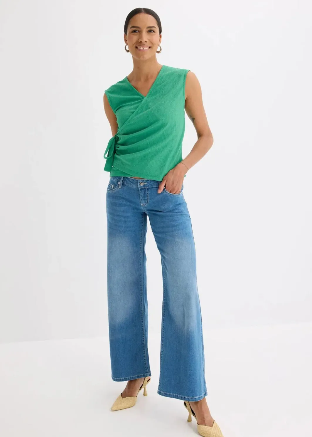 Damen bonprix Shirts & Tops|Jerseycrepe-Shirt in Wickeloptik