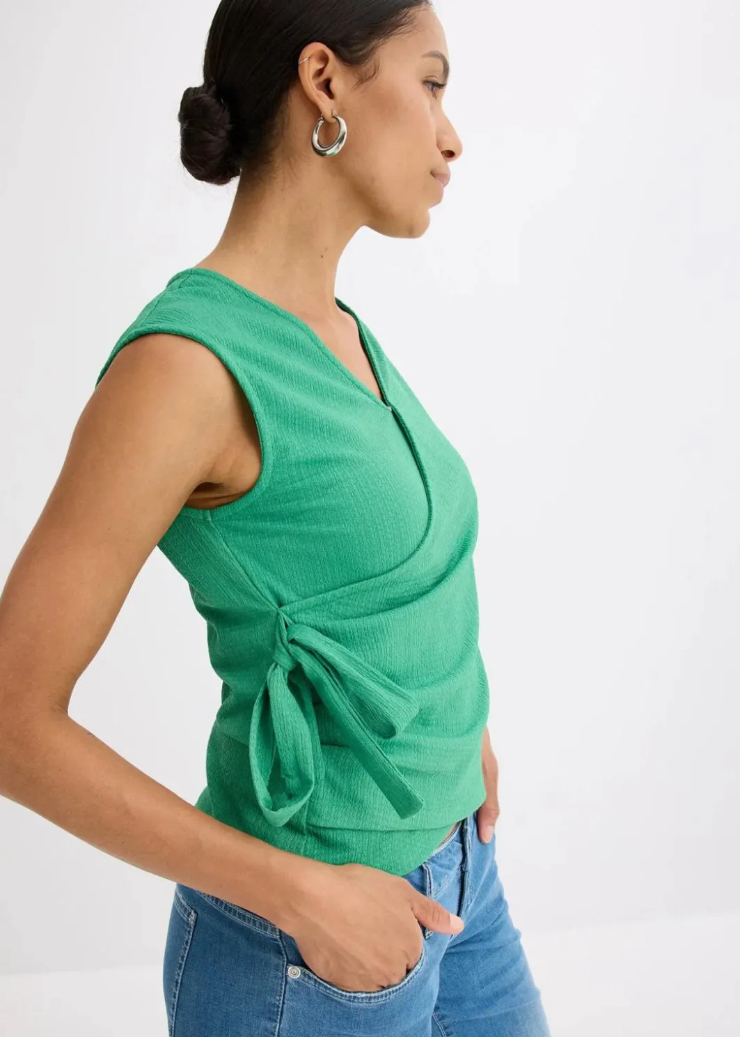 Damen bonprix Shirts & Tops|Jerseycrepe-Shirt in Wickeloptik