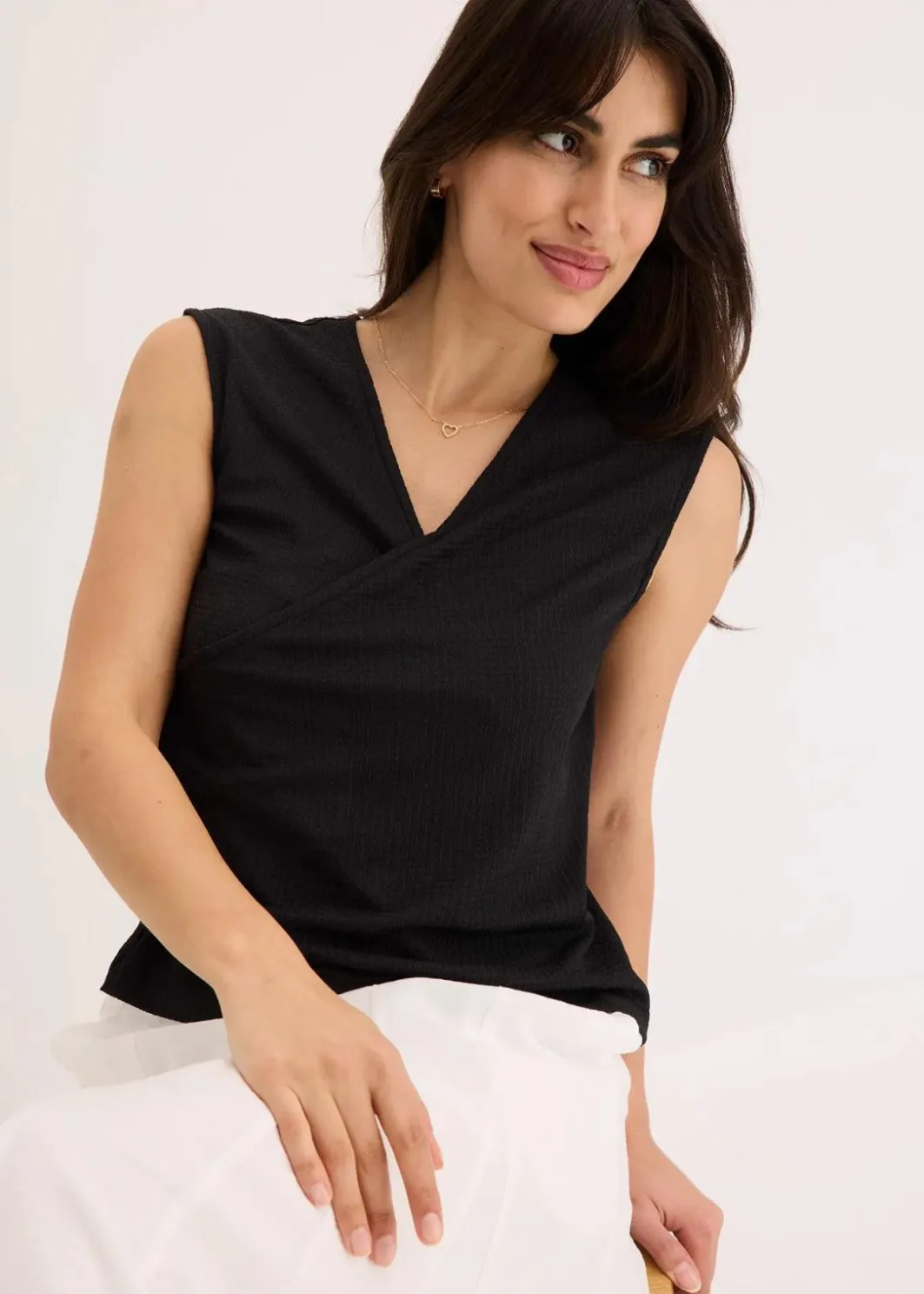 Outlet Jerseycrepe-Shirt in Wickeloptik Damen Shirts & Tops