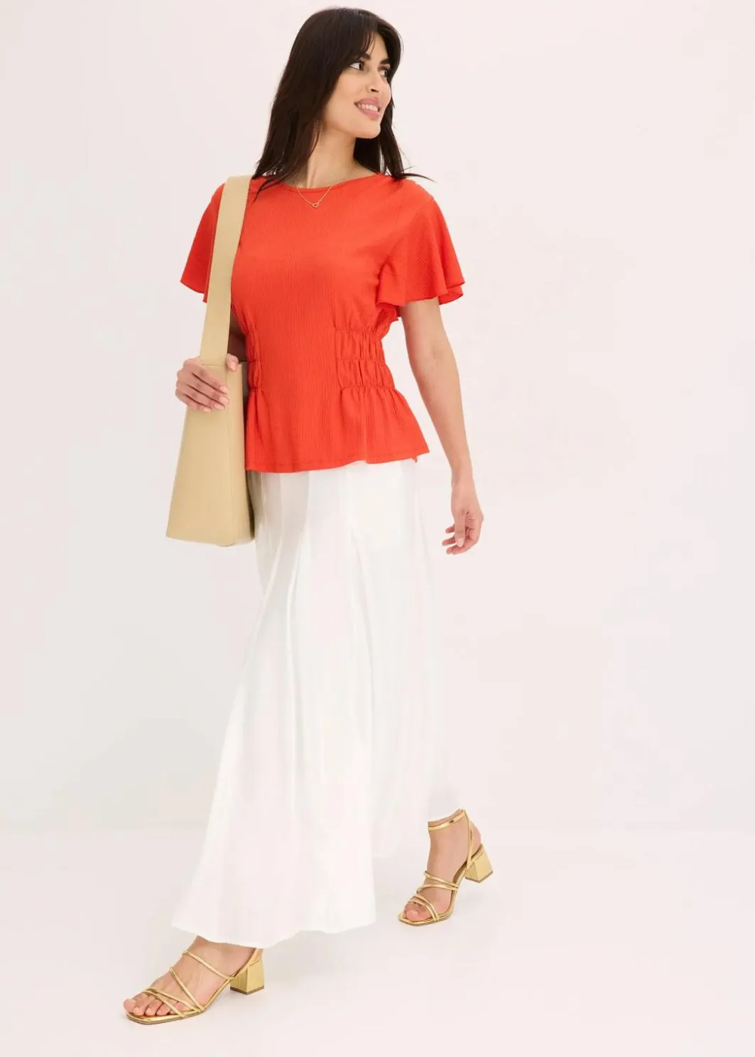 Outlet Jerseycrepe-Shirt mit Smock Damen Shirts & Tops