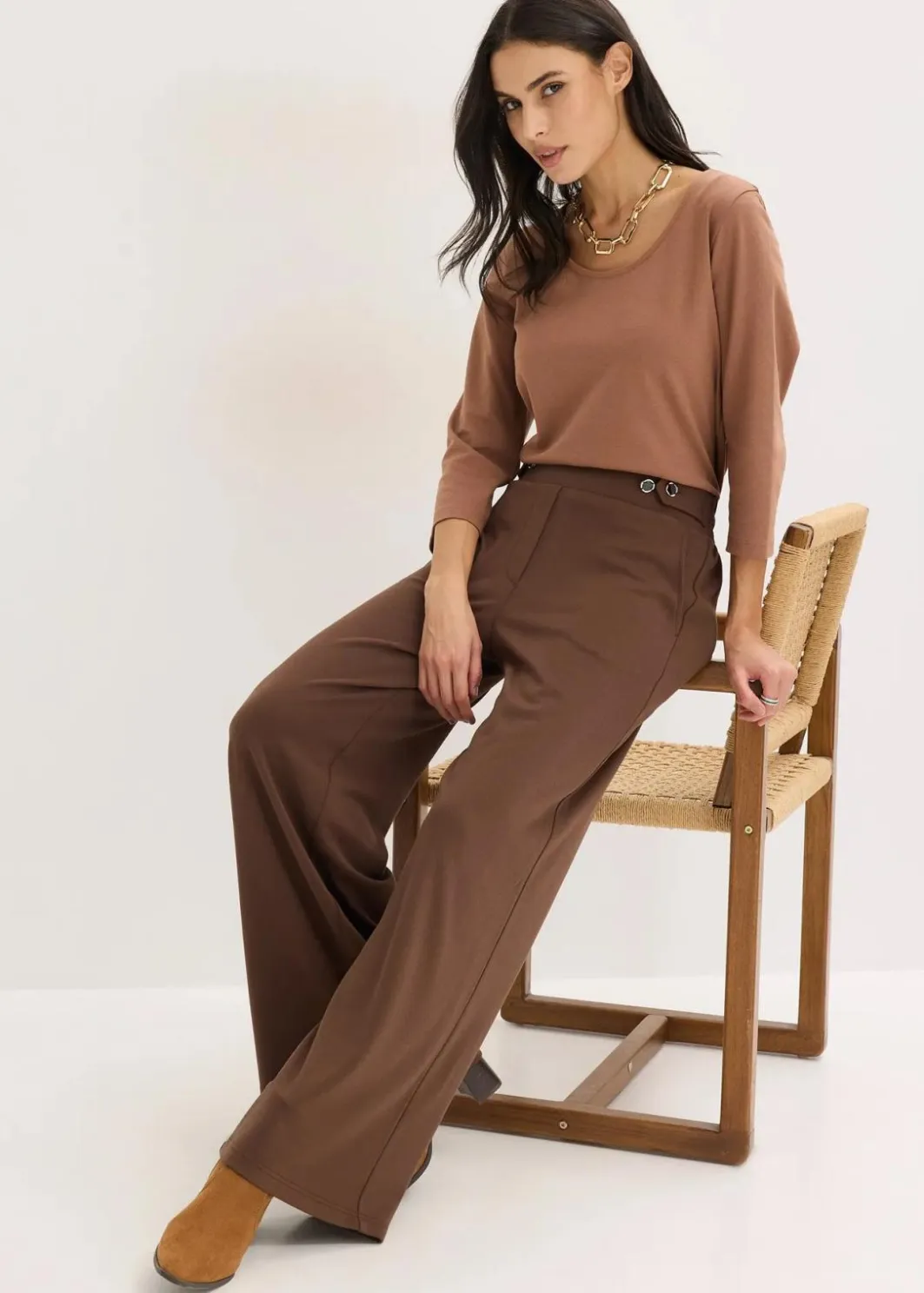 Damen bonprix Hosen|Bekleidung·Kleider|Jersey-Hose mit dekorativem Riegel