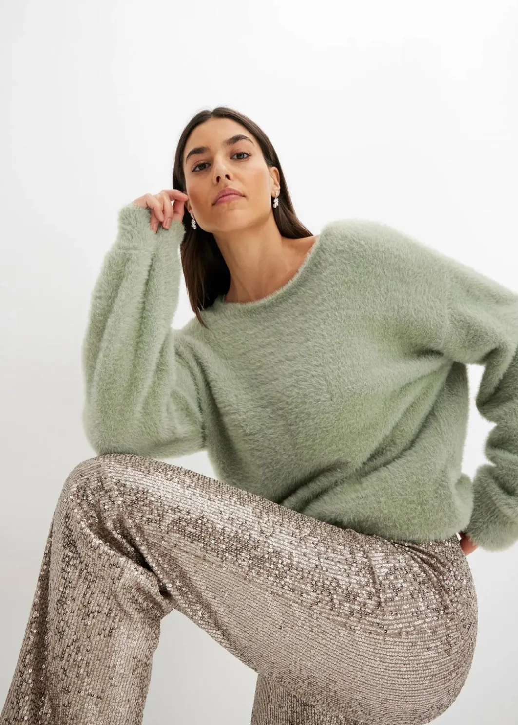 Jersey-Hose mit Pailletten Damen Bekleidung·Kleider|Hosen