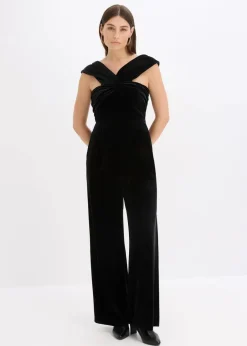 Damen bonprix Jumpsuits|Jersey-Jumpsuit aus fließendem Samt